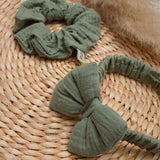 Dusty Green Muslin Κορδέλα/Scrunchie